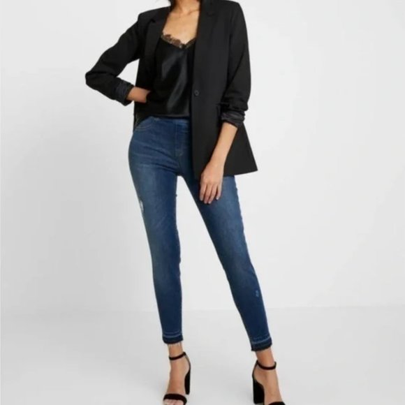 SPANX Denim - SPANX Distressed Denim Skinny Jean Ankle Raw Hem Jeans Size Medium